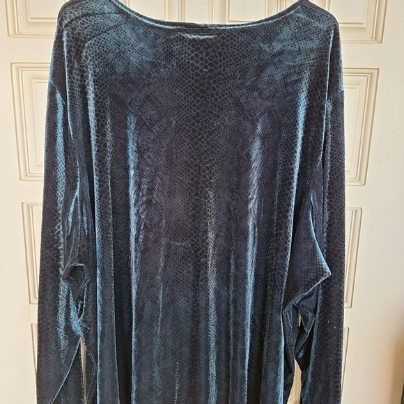Kathi Lee Blouse Button Front DkBlu Velour PlusSz 26W-28W Long Sleeves See Tags - Picture 5 of 11